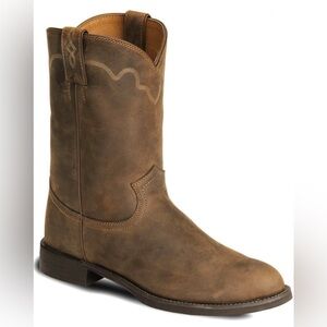 JUSTIN BOOTS MEN'S STAMPEDE ROPER WESTERN BOOTS - ROUND TOE size 10 Bay Apache
